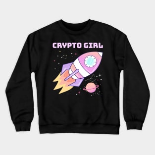 Crypto Girl, pink rocket Crewneck Sweatshirt